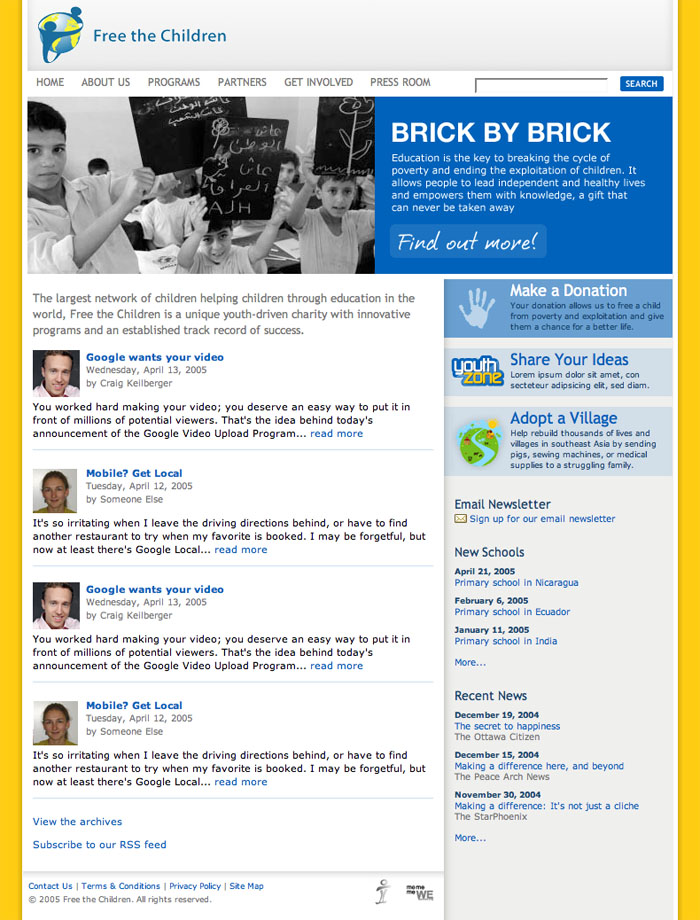 Free the Children Website
