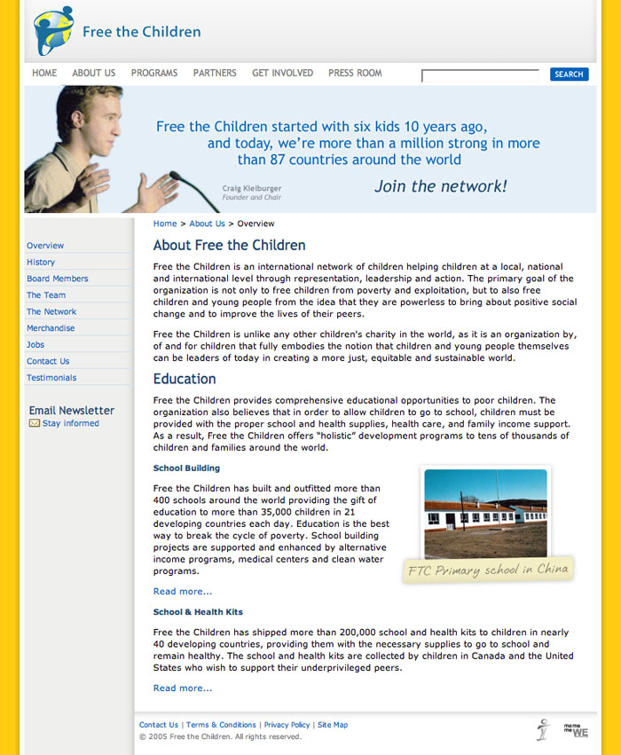 Free the Children Website